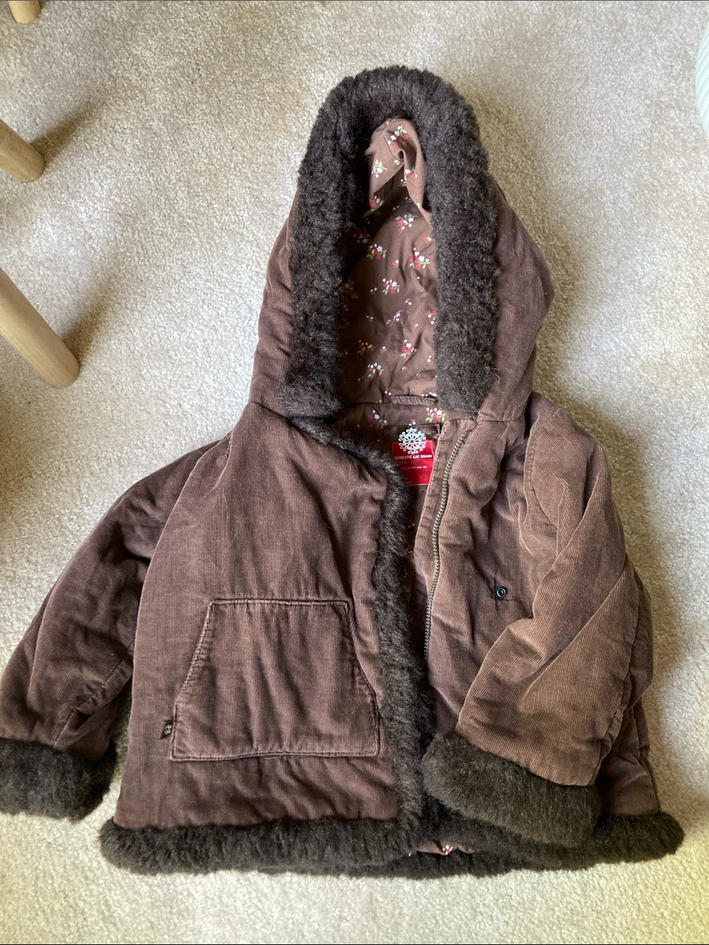 Vintage Baby GAP Chocolate Brown Floral Jacket